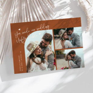 Remerciements Carte de mariage terracotta multi-photo inoubliabl