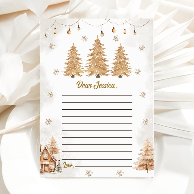 Remerciements Carte de message de note d'arbre de Noël Gold (Créateur téléchargé)