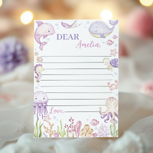 Remerciements Carte de message Pink Ocean Animaux Party Heure Ca