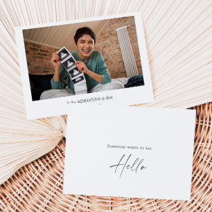 Remerciements Carte de naissance minimale avec calligraphie Hell