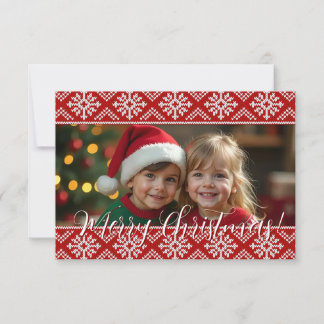 Remerciements Carte de Noël à motif flocon de neige en tricot ro