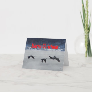 Remerciements Carte de Noël B48 Oies sur la rivière gelée