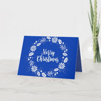 Remerciements Carte de Noël bleue pour ami avec couronne