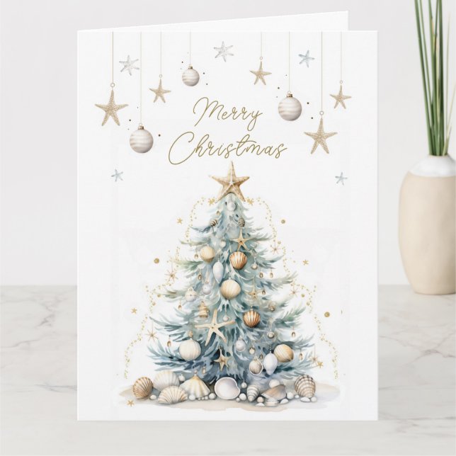 Remerciements Carte de Noël côtière personnalisable (Devant)