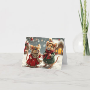 Remerciements Carte de Noël de souris mignonnes