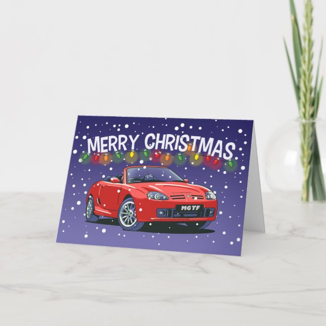 Remerciements Carte de Noël de voiture de sport britannique des  (Devant)