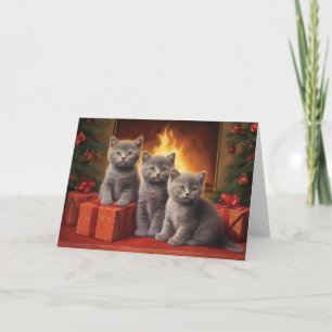 Remerciements Carte de noël des chatons courts britanniques