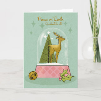 Remerciements Carte de Noël du Deer Snow Globe Peace sur Terre