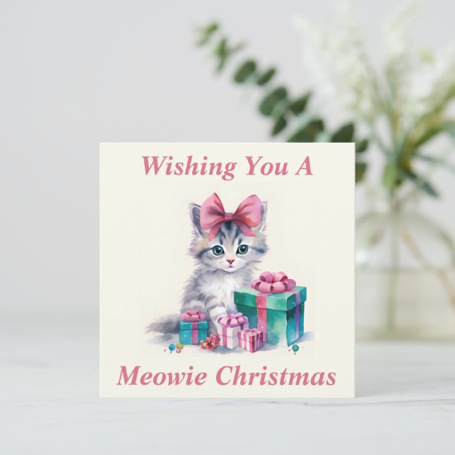 Remerciements Carte de Noël Kitty (Debout devant)