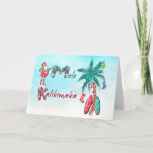 Remerciements Carte de Noël Père Noël hawaïenne