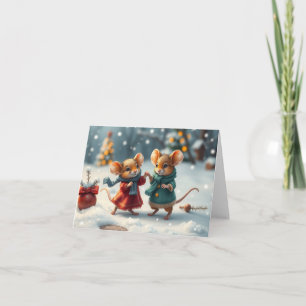 Remerciements Carte de Noël Souris Mignonnes