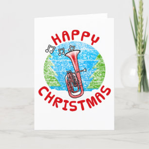 Remerciements Carte de Noël Tenor Horn Musicien de laiton Hornis