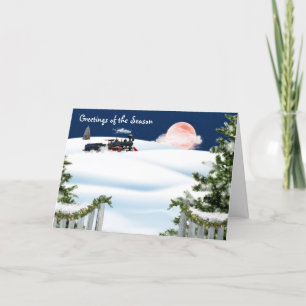 Remerciements Carte de Noël thème train