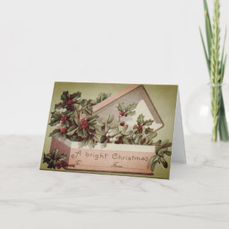 Remerciements Carte de Noël Vintage Boîte de Holly