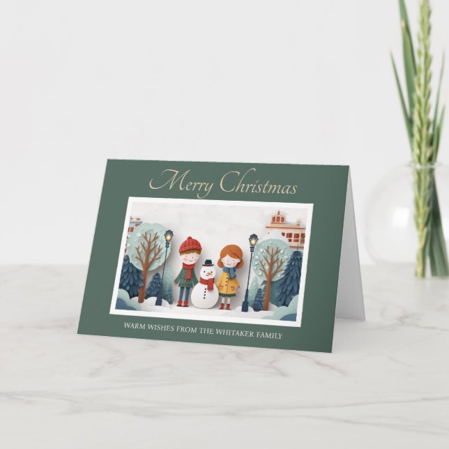 Remerciements Carte de Noël Whimsical avec conception de papier  (Devant)