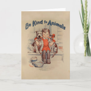 Remerciements Carte de note "Be Kind to Animaux" vintage