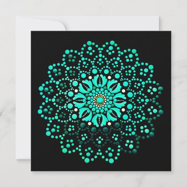 Remerciements Carte de note blanche Mandala Turquoise (Devant)