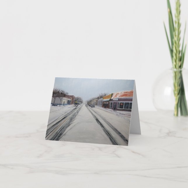 Remerciements Carte de note d'art Snowy Main Street (Devant)