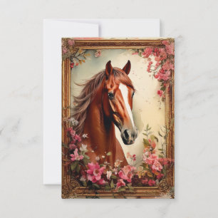 Remerciements Carte de note Fleur sauvage et Cheval