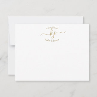 Remerciements Carte de note initiale minimaliste Gold White 2 Mo