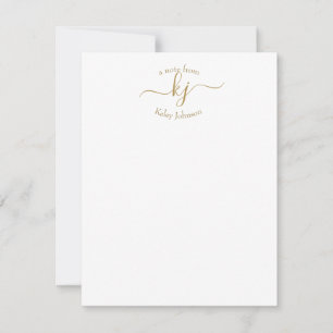Remerciements Carte de note initiale minimaliste Gold White 2 Mo