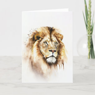 Remerciements Carte de note Lion Aquarelle à âme