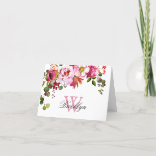 Remerciements Carte de note Monogramme rose-chaud rose-chaud ros