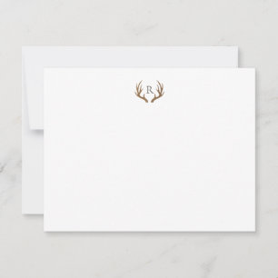 Remerciements Carte de note Monotgram Russe Antlers