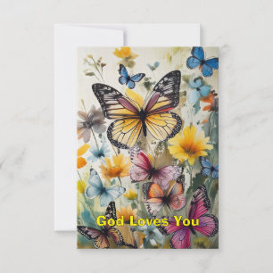 Remerciements Carte de note papillon