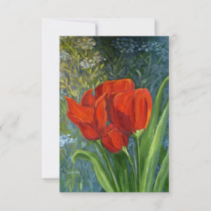 Remerciements Carte de note pour tulipes rouges - Art original -