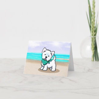 Remerciements Carte de note Westie Cutieface Beach