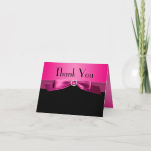 Remerciements Carte de notes Hot Rose et Black Thank you