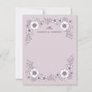 Remerciements Carte de papier à lettres florales en fleurs vinta