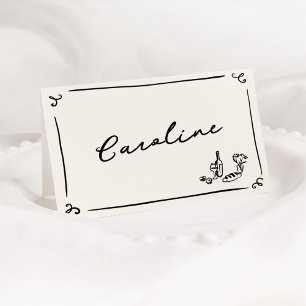 Remerciements Carte de placement dessinée à la main avec fantais