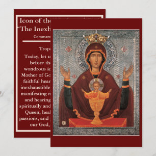 Remerciements carte de prière de la Mère de Dieu - Chalice inépu