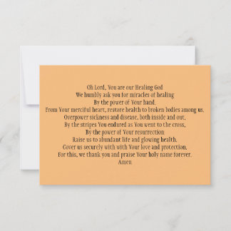 Remerciements Carte de prière pour la guérison et la santé