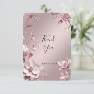 Remerciements Carte de remerciement à cadre floral rose délicat