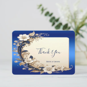 Remerciements Carte de remerciement à embellissement floral bleu