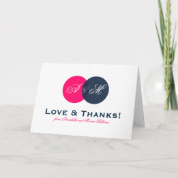 Remerciements Carte de remerciement à monogramme entrelacé bleu 