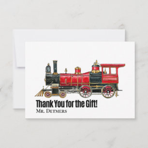 Remerciements Carte de remerciement à plat de train vintage esth
