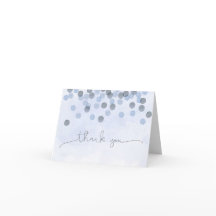 Carte de remerciement aquarelle Confettis bleus