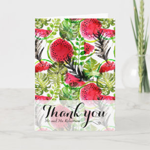 Remerciements Carte de remerciement aquarelle feuilles de palmie