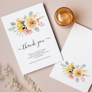 Remerciements Carte de remerciement aquarelle florale pour une f