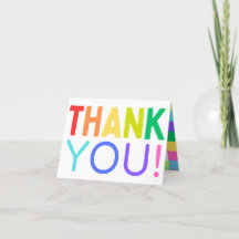 Carte de remerciement arc-en-ciel colorée brillant