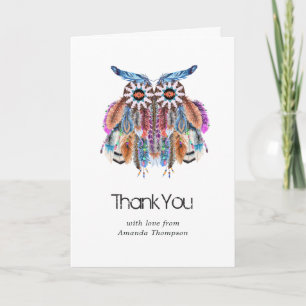 Remerciements Carte de remerciement attrape-rêves de hibou améri