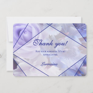 Remerciements Carte de remerciement aux florales bleu violet