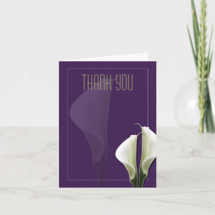 Remerciements Carte de remerciement avec calla lily sur fond vio