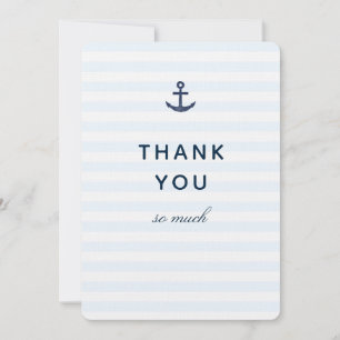 Remerciements Carte de Remerciement avec des Rayures Bleues et u