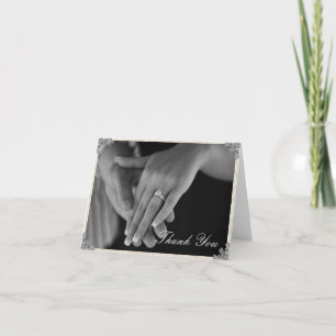 Remerciements Carte de remerciement avec fioriture en coin argen