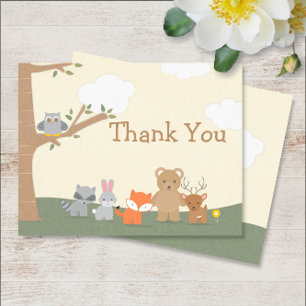Remerciements Carte de Remerciement Baby Shower Animaux de la Fo